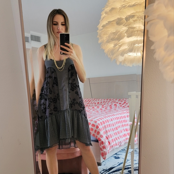 NBW Free People Stunning Boho Style Charcoal Midi Dress - Picture 3 of 12